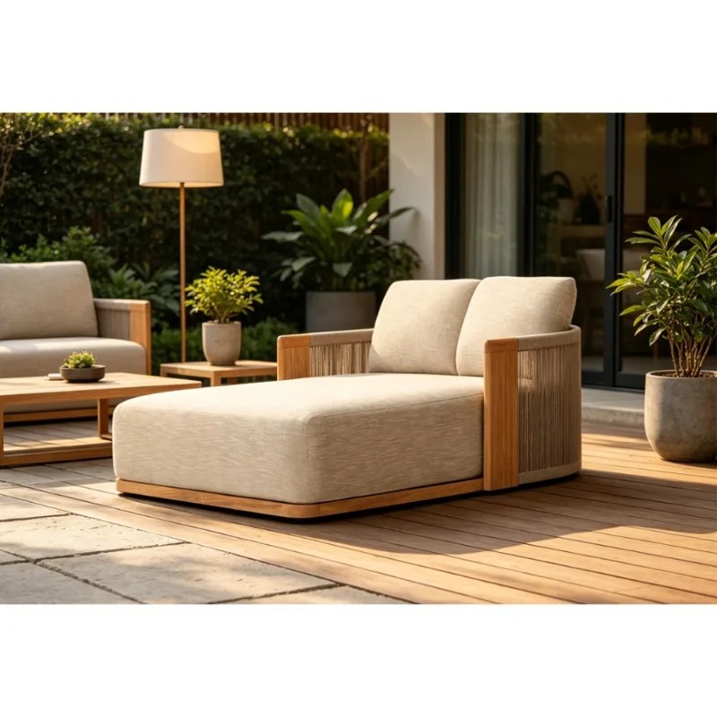 Outdoor Daybed Furniture - Lettino prendisole in teak per patio,
