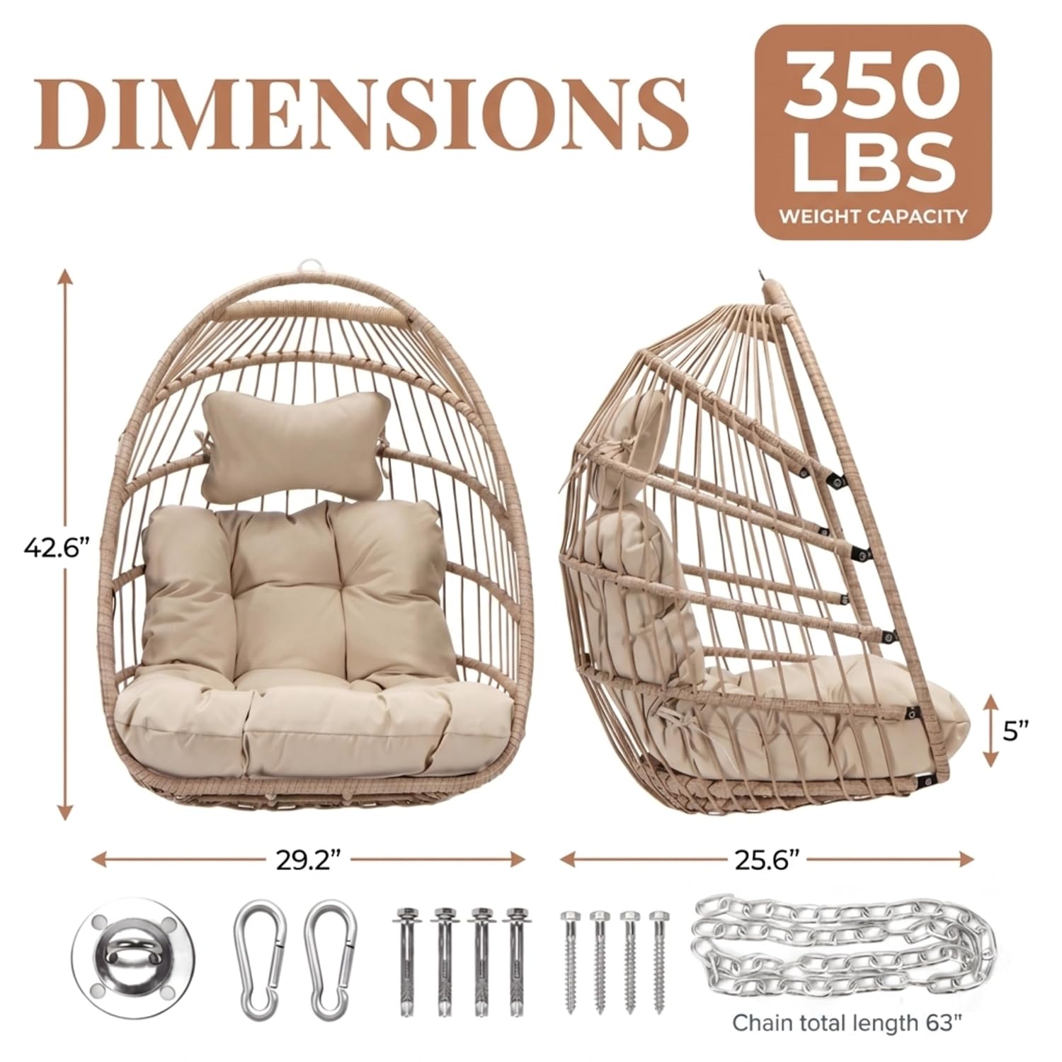 Outdoor Furniture Without Cushions - Sedia a dondolo sospesa in vimini