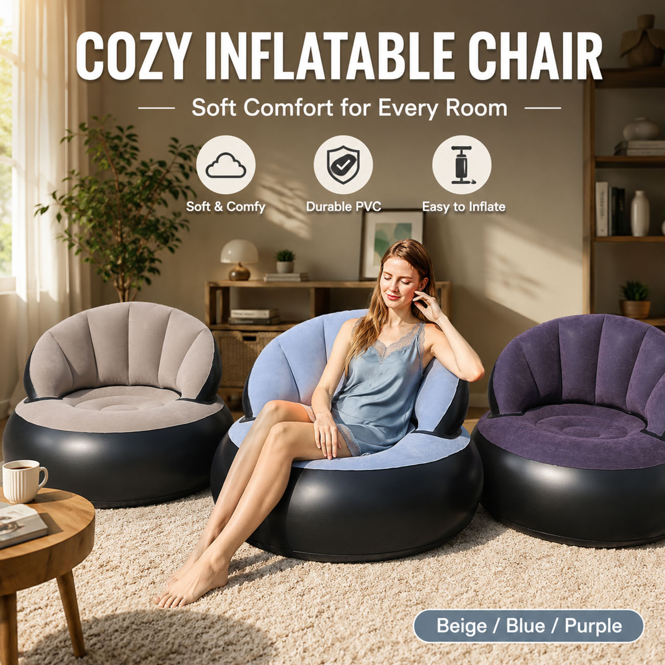 Outdoor Furniture Nearby - Poltrona gonfiabile per adulti, comoda poltrona
