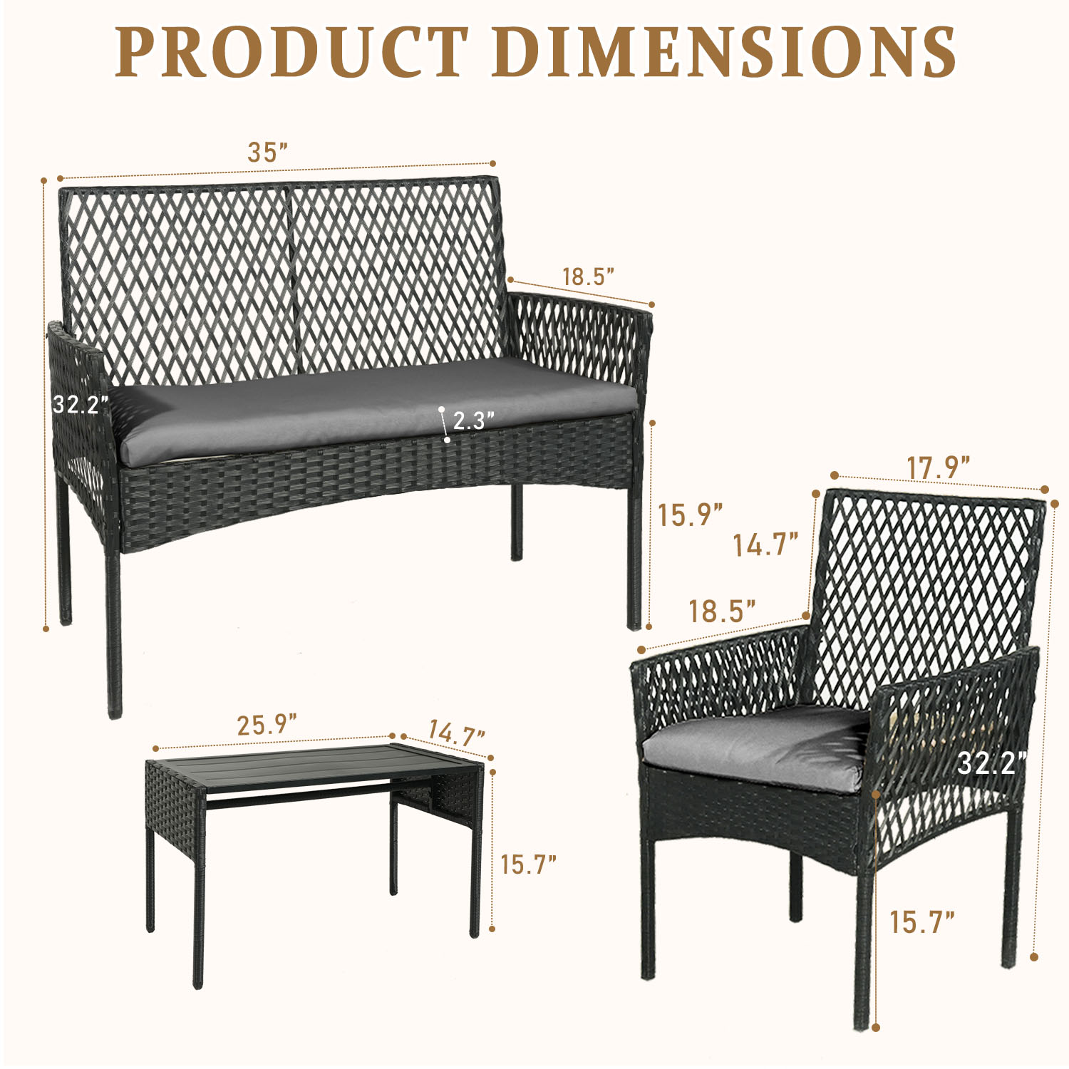Set di Mobili da Giardino 4 Pe - Outdoor Furniture Without Cushions recensione e prezzo